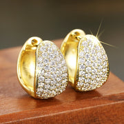 Huitan Charming Lady Hoop Earrings Circle Design Inlaid Bright Cubic Zirconia Trendy Jewelry Accessories for Daily Party Wedding
