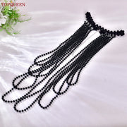 TOPQUEEN Vintage Faux Pearl Tassel Shoulder Chain Bikini Top Beach Sheath and Party Dress Accessories Adjustable Length SG62