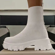 Women Boots Platform Boots For Autumn Summer Shoes Woman Slip On Platform Shoes Women Ankle Boots White Heels Short Botas Mujer