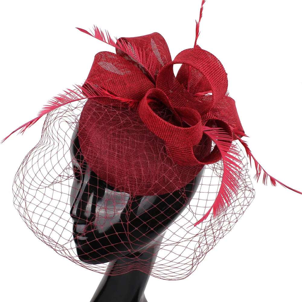 Women's Fascinator Hat Imitation Sinamay Feather Tea Party Pillbox Flower Derby Millinery Church Cocktail Headwear New Design
