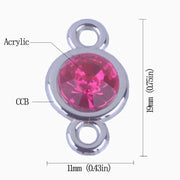 12pcs/lot Colorful Birthstone Charms 11mm*19mm Acrylic double charms for Diy Statement Necklace and Bracelet A003