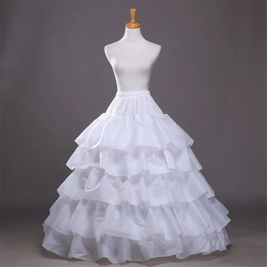 Full Shape Hoop Skirt 5 Ruffles Layers Ball Gown Petticoat Underskirt Slip for Wedding Dress Adjustable Waist