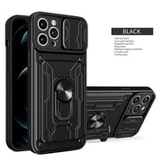 Luxury Shockproof Case For iPhone 17 16 15 14 13 Pro Max 12 11 XR X 8 7 Plus SE2/SE3 Rotation Metal Ring Stand And Card Slot