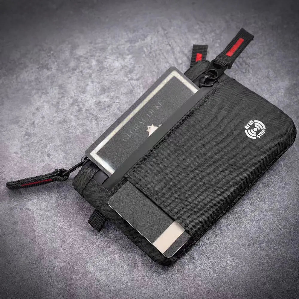 Black Nylon Multi-Compartment Zipper Wallet — 1 Piece