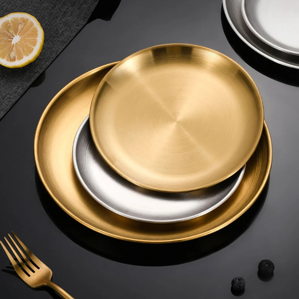Round Stainless Steel Serving Tray