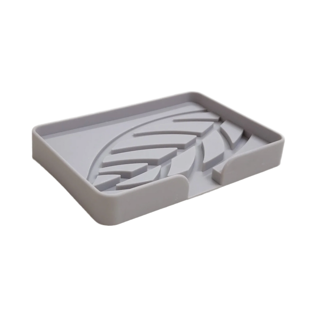 Leaf-Pattern Silicone Soap Dish — 12.5 × 8 cm, 1 Piece