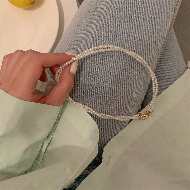 1Pc Twining Pearl Choker Necklaces For Women Geometric Necklaces Weddings Bride Jewelry Accessories