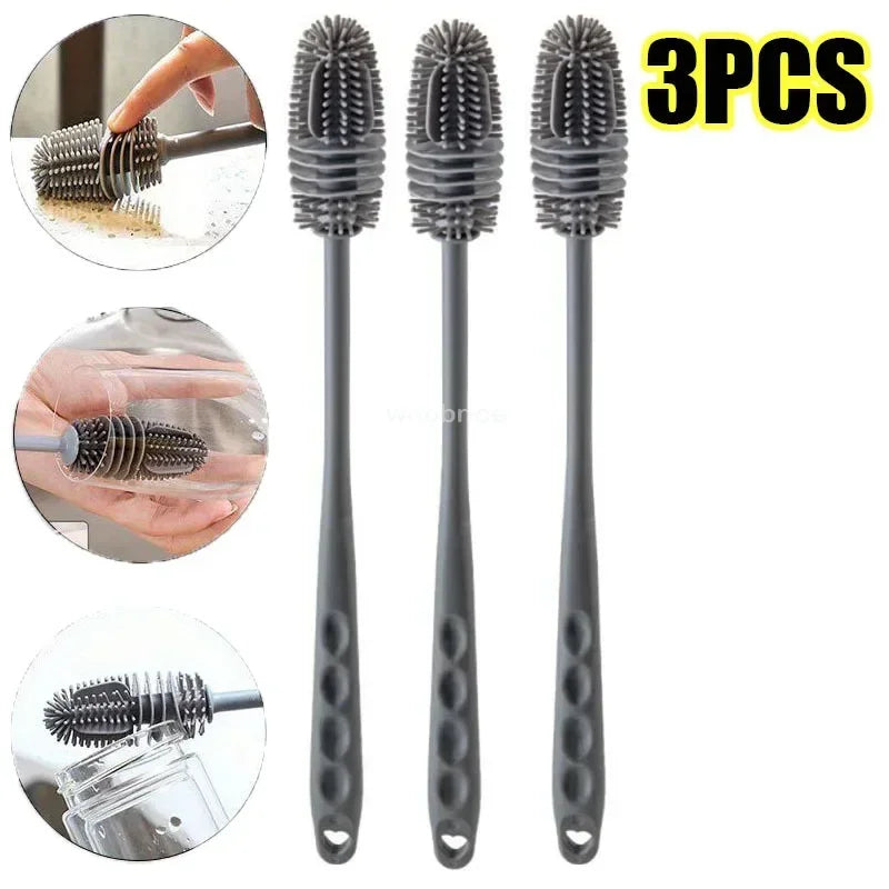 Long-Handle Silicone Bottle Cleaning Brush — Selected 1-, 2-, 3-, 5- or 10-Piece Pack