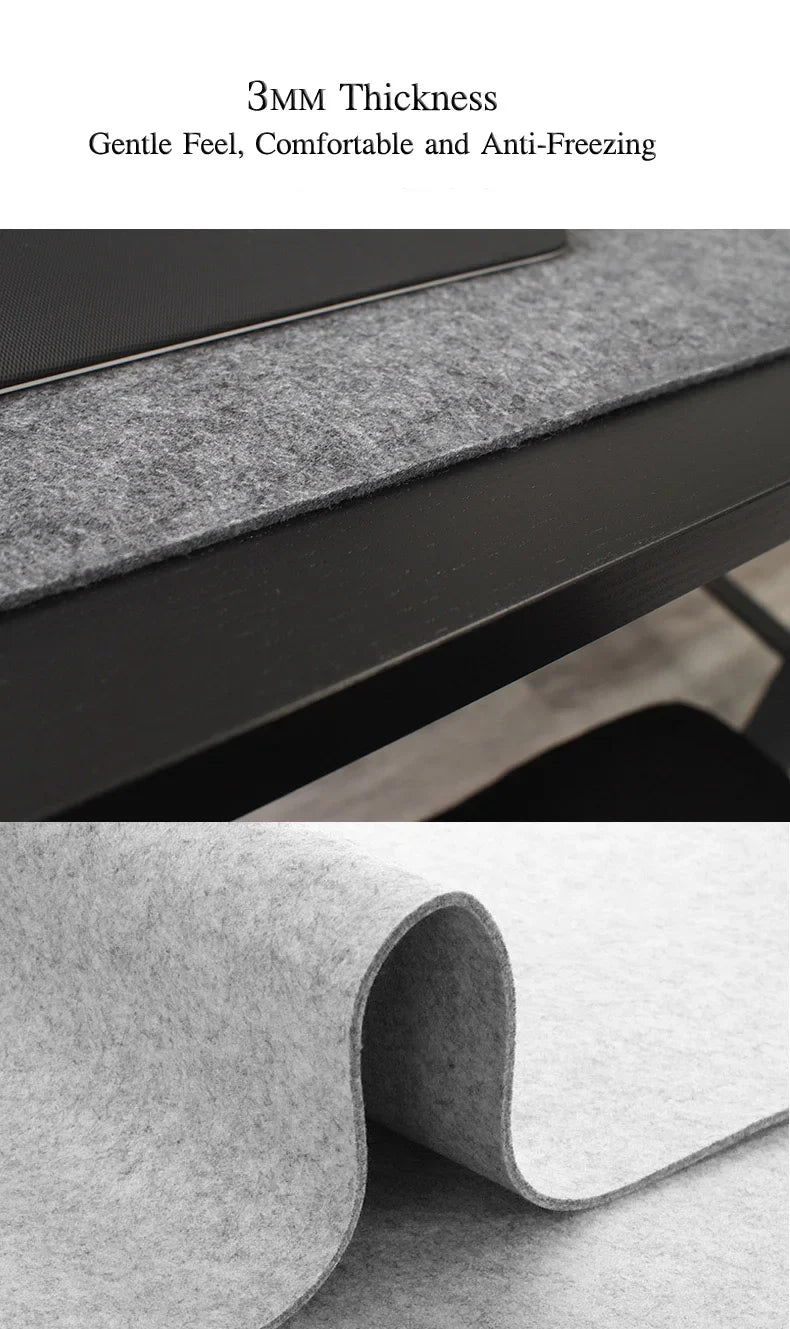 Dark Gray Felt Desk Mat — 100 × 50 cm, Non-Slip Backing