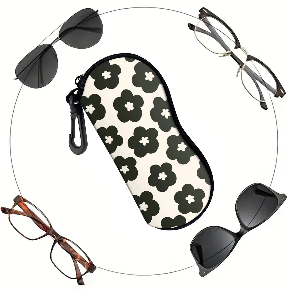 Neoprene Zipper Eyeglasses Pouch — Selected Print