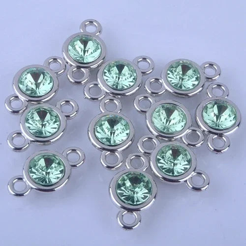 12pcs/lot Colorful Birthstone Charms 11mm*19mm Acrylic double charms for Diy Statement Necklace and Bracelet A003