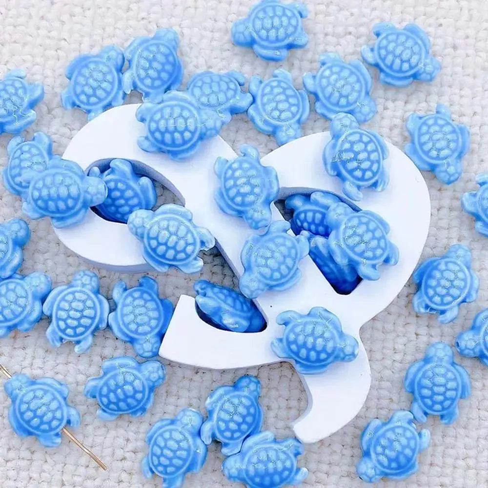 Ceramic Sea Turtle Beads, 10-Piece Set