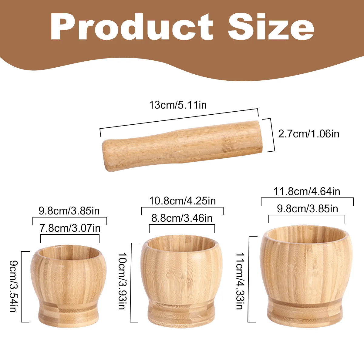 Leeseph Bamboo Mortar and Pestle Set