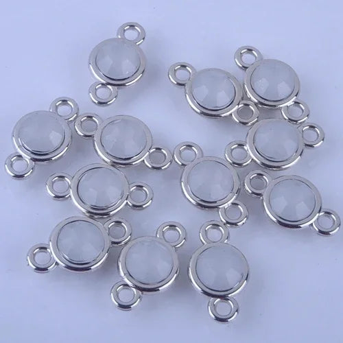12pcs/lot Colorful Birthstone Charms 11mm*19mm Acrylic double charms for Diy Statement Necklace and Bracelet A003