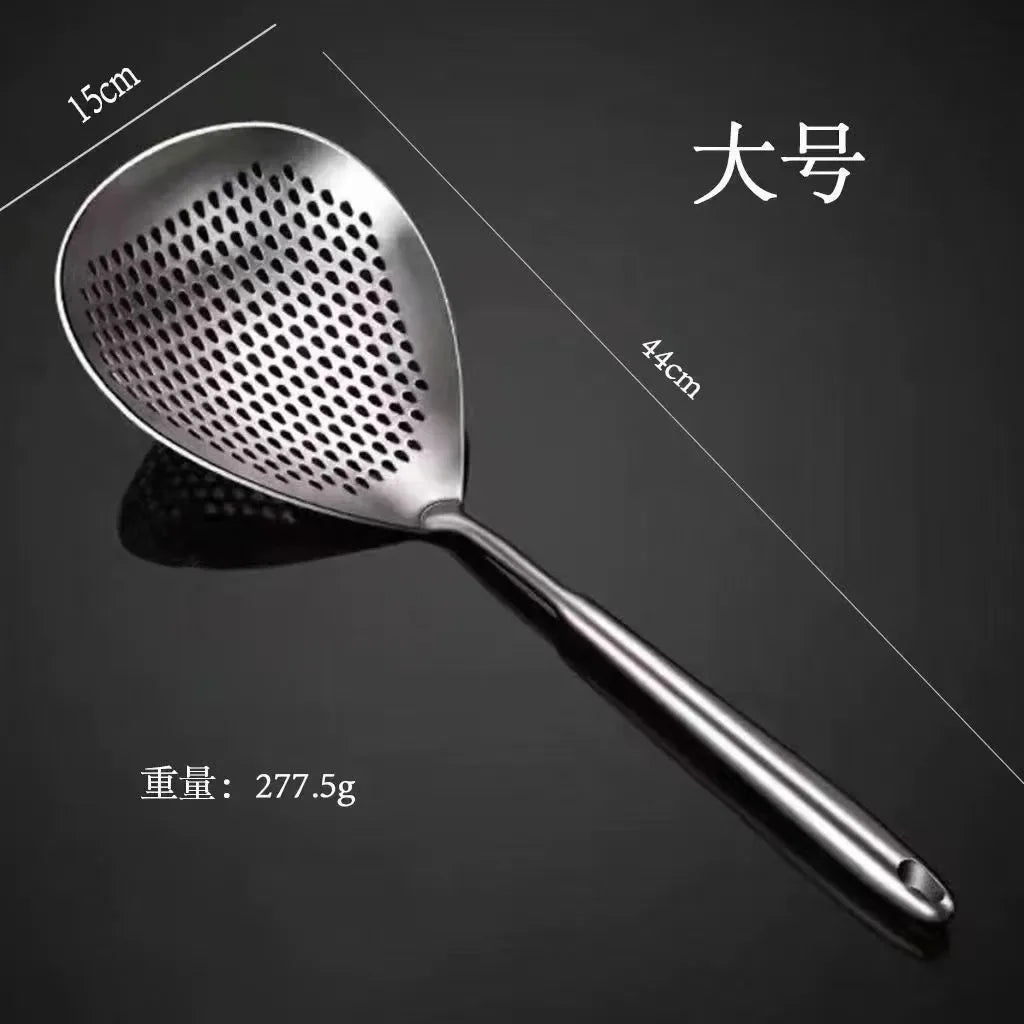 1pc Large Durable Stainless Steel Colander Skimmer Spoon, Heavy Duty Food Strainer Spoon  for Frying & Cooking, Kitchen Utensils
