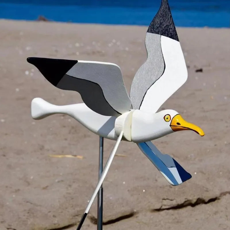 Plastic Seagull Garden Wind Spinner with Iron Pole — 1 Piece