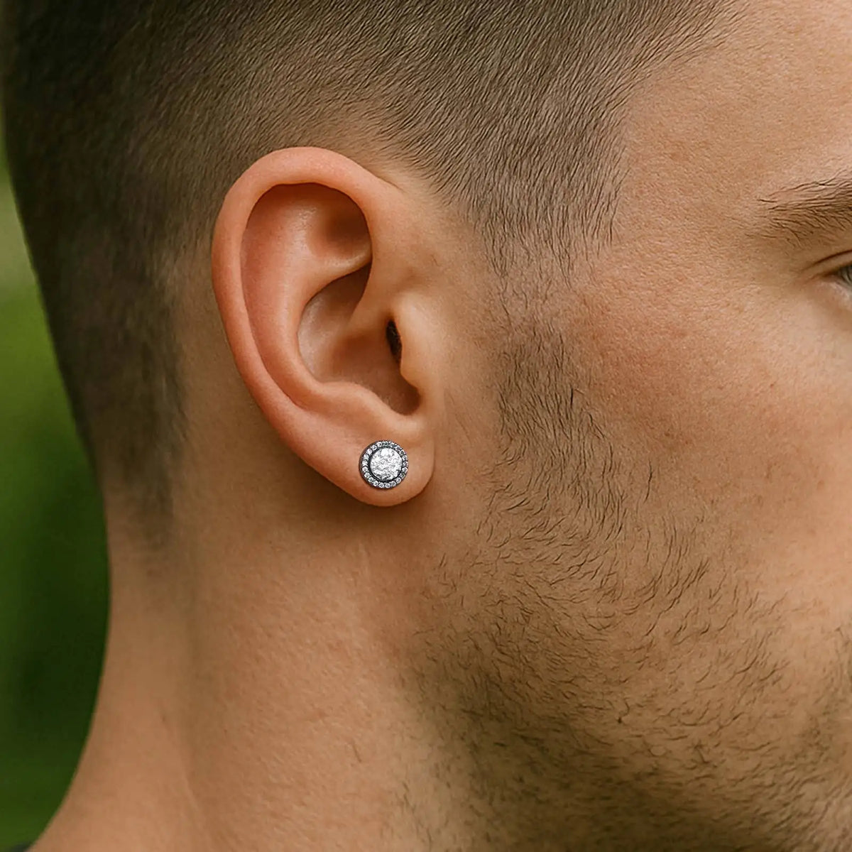 Hip Hop Broken Zircon Stud Earrings for Men Boys,Anti Allergy Round Small Metal Earrings,Rock Punk Jewelry Gifts