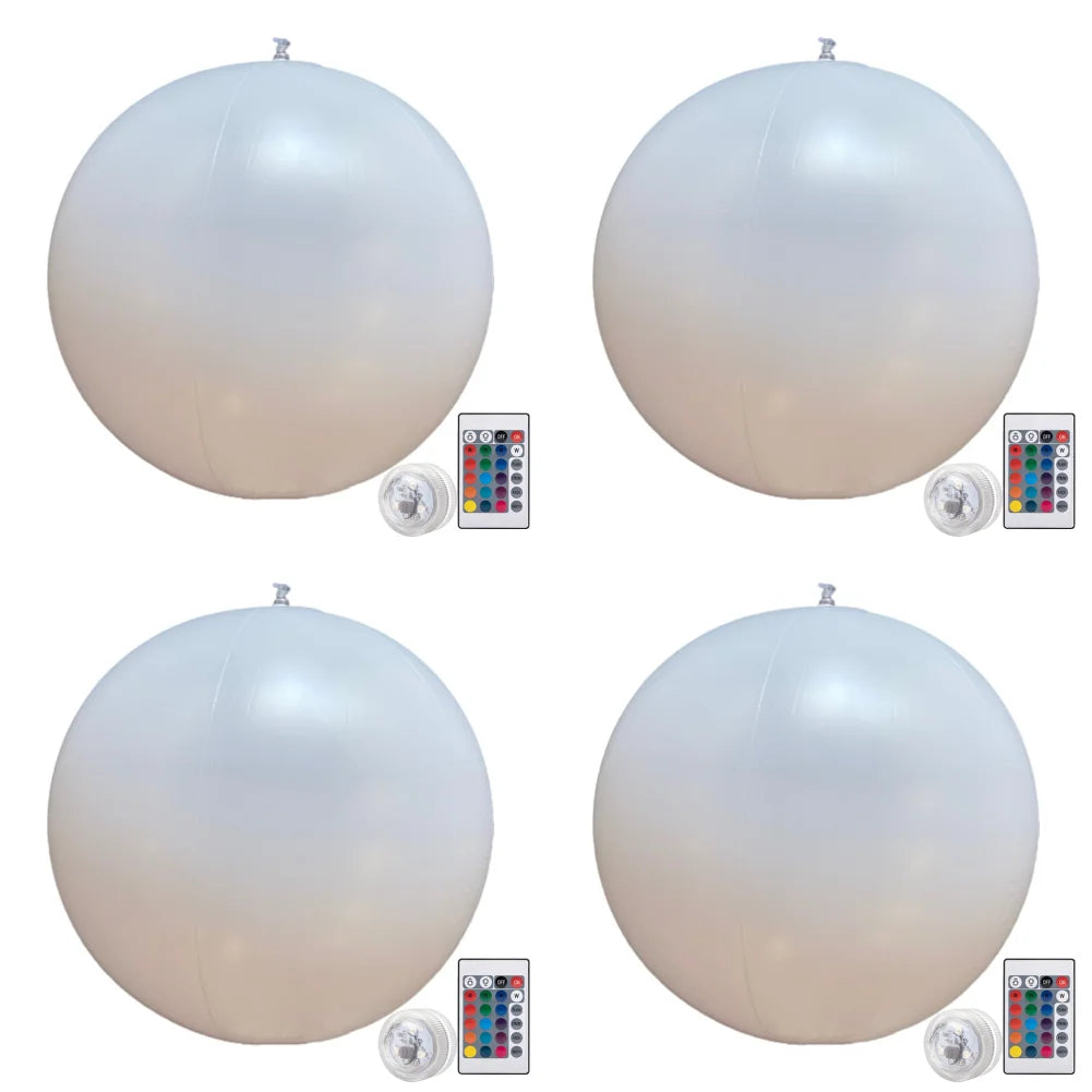 1-4PCS Floating Pool Lights with 16 Colors LED Glowing Inflatable Beach Balloon 20cm Waterproof Outdoor Swimming Pool Ball Light