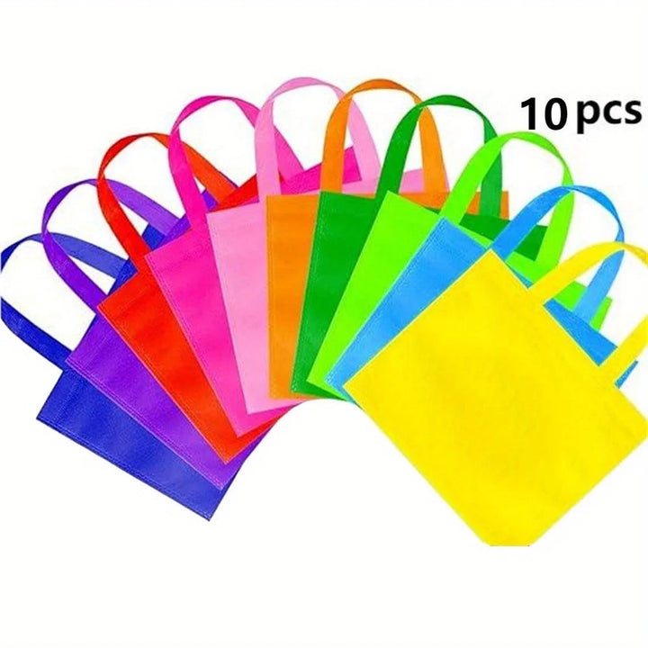 Non-Woven Party Tote Bags — 10 Pieces, Multicolor, 21 × 25 cm