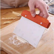 Wood-Handle Stainless Steel Dough Bench Scraper — 1 Piece, Selected Style