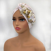 Diamonds Flower Women's Turban Cap African Head Wraps Nigeria Wedding Party Headpiece Female Headwear Twisted Headsarf Hat