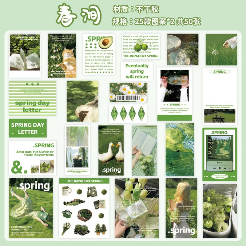 Seasonal Scenery Stickers — 50 or 200 Pieces