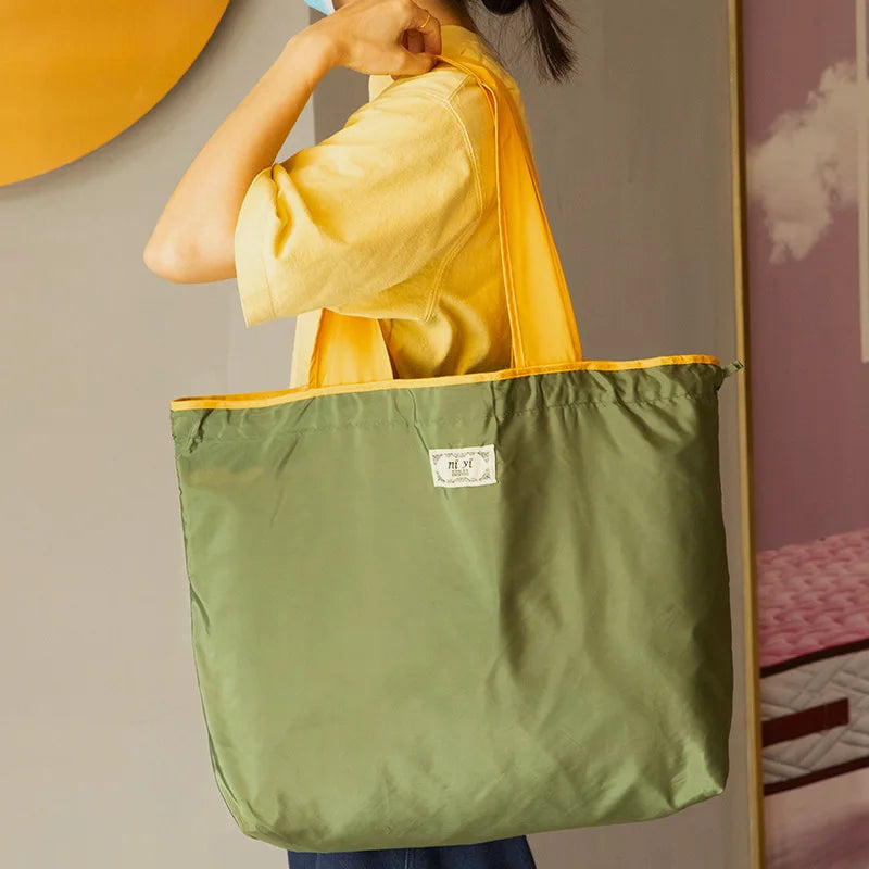 Foldable Nylon Drawstring Shopping Bag — Selected Size and Pack
