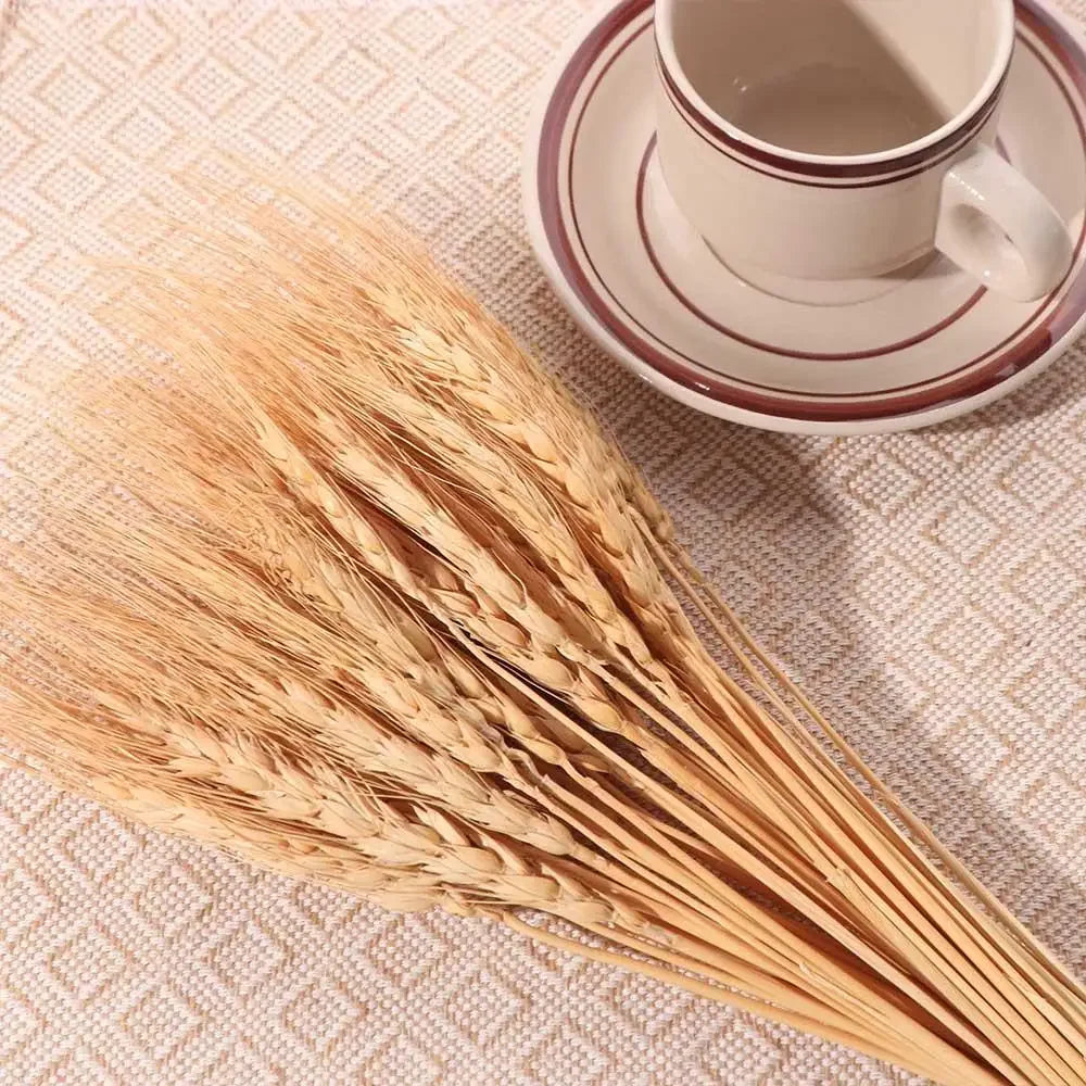 50pcs Artificial Flower Natural Dried Wheat Stalks DIY Craft Elegance Dry Wheat Spikes Rustic Dried Flowers Christmas Decoration