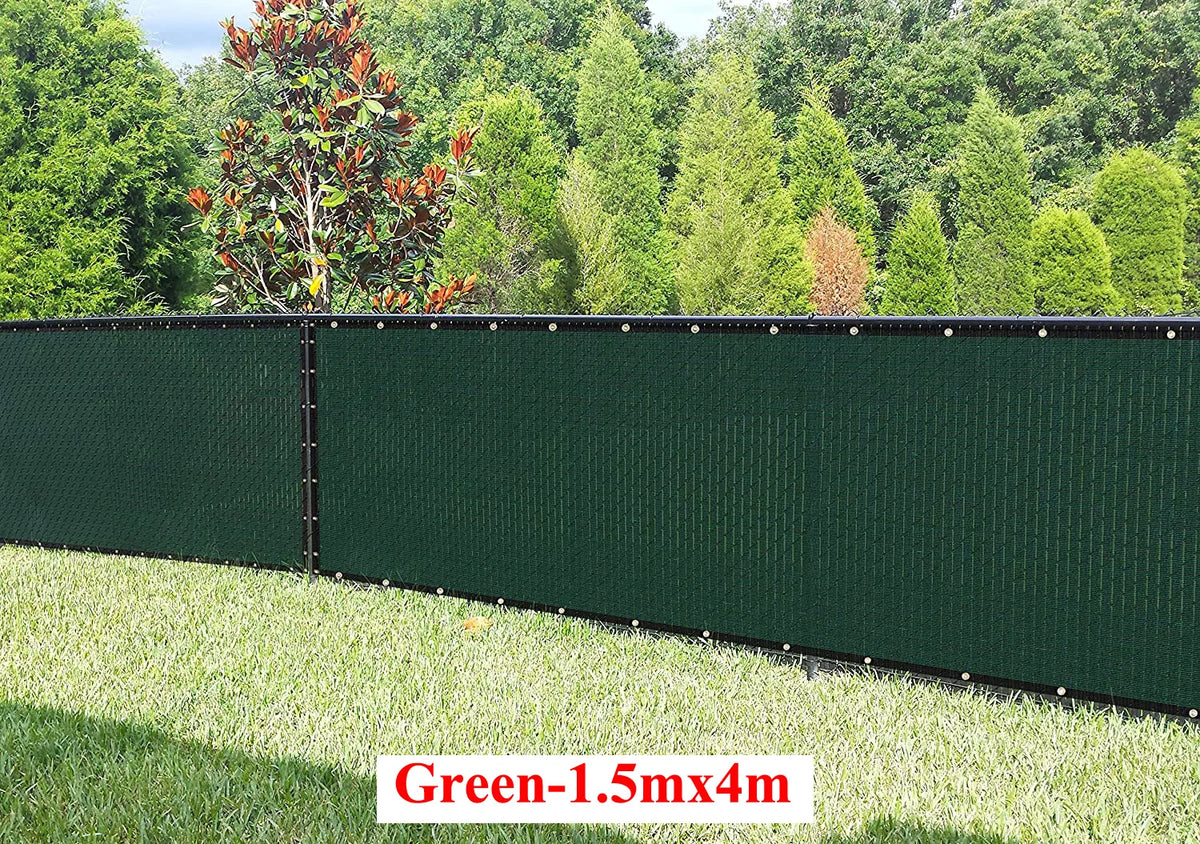 Green Fence Privacy Screen Windscreen Cover Fabric -Backyard Privacy Fence, Balcony Deck Privacy Screen with Bindings & Grommets