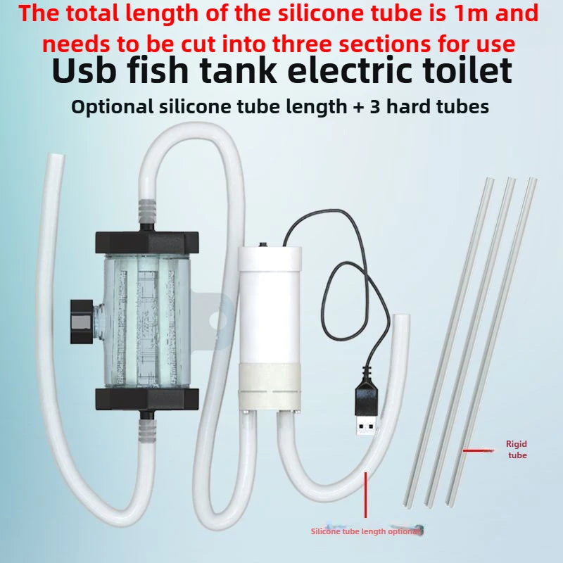 Electric Aquarium Cleaner, 5V Fish Tank Gravel Vacuum Sand Washer & Water Changer Pump, Multi-Function Siphon for Fish Waste