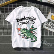 Tralalero Tralala Cotton T-shirt Kids Anime Tungtung Sahur Brainrot Tees Boy Girl Summer Short Sleeve Children Clothes Tops Gift