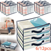 6/12Pcs Bed Sheet Storage Bags PVC Waterproof Clothes Blankets Packing Box Waterproof Dustproof Clear Zippered Pillow Bedding