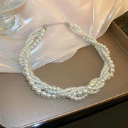 1Pc Twining Pearl Choker Necklaces For Women Geometric Necklaces Weddings Bride Jewelry Accessories