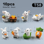 Mini Resin Rabbit Garden Figurine Set