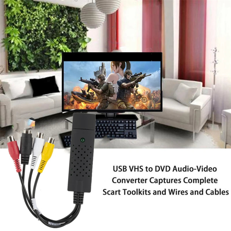 USB2.0 Audio Video Capture Card TV Tuner VHS To DVD Video Capture Converter Analog For Win7/8/XP/Vista with USB Cable PC Adapter