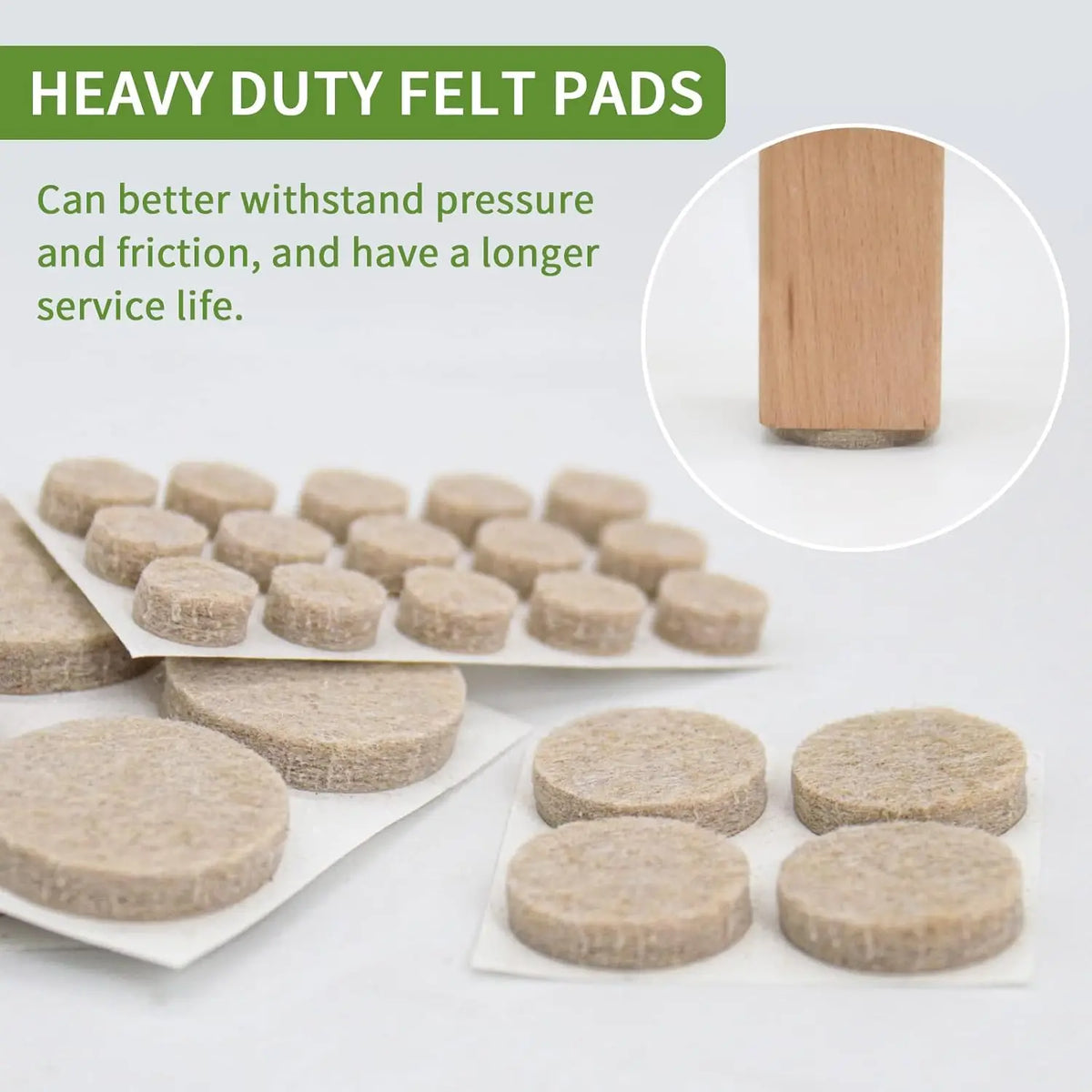 Self-Adhesive Round Felt Furniture Pads — 162 Pieces, Beige or Brown