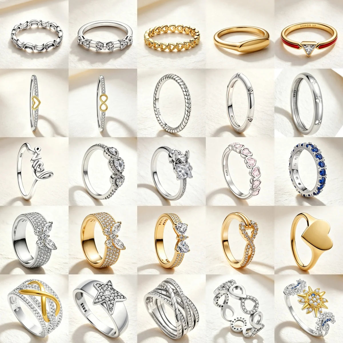 2026 New 925 Silver Sun Star Moon Bow Ring, Size 6 7 8 9, Suitable for European Women's Original Charm High Jewelry Gifts