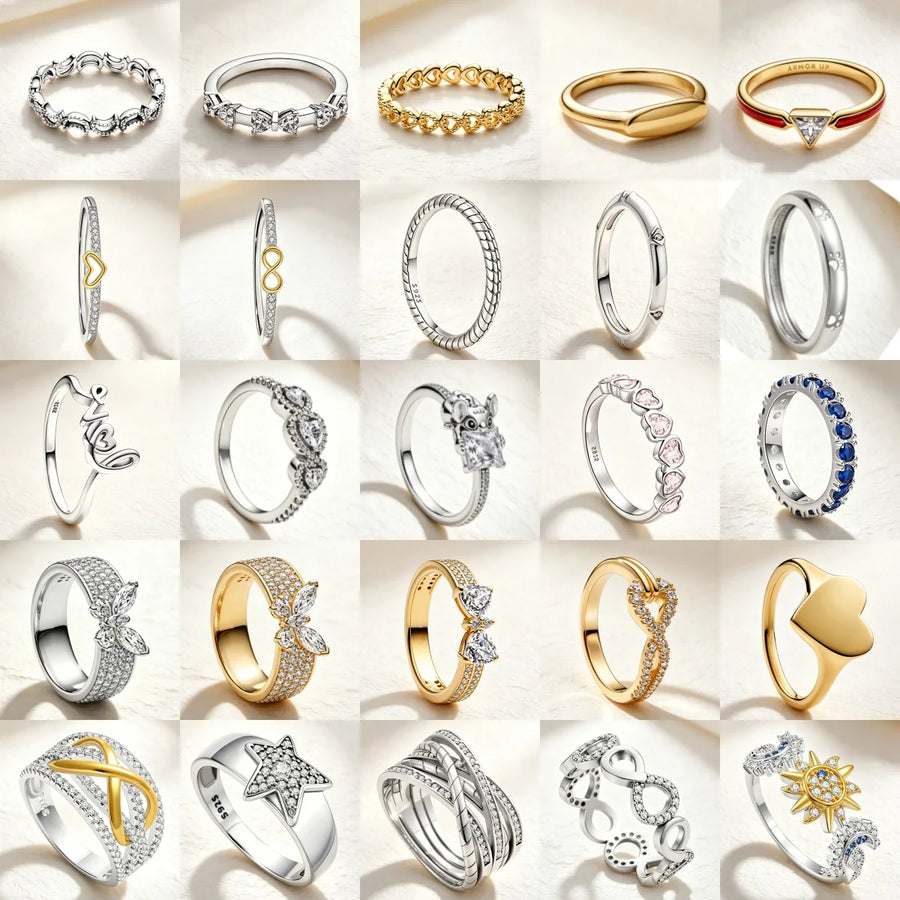 2026 New 925 Silver Sun Star Moon Bow Ring, Size 6 7 8 9, Suitable for European Women's Original Charm High Jewelry Gifts