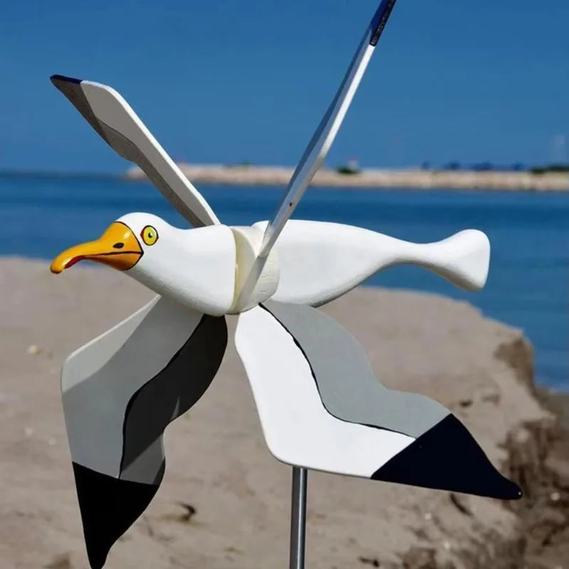 Plastic Seagull Garden Wind Spinner with Iron Pole — 1 Piece