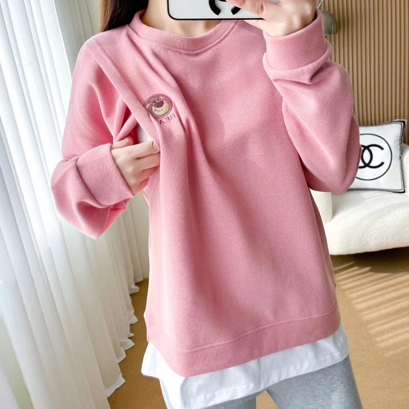 Maternity Postnatal Nursing Wear For Spring And Autumn Sweater Pink Spring And Autumn Nursing Clothing For Postnatal Wear