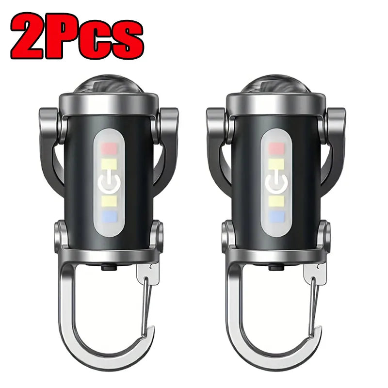 USB-C Rechargeable COB and LED Keychain Flashlight — Selected Pack