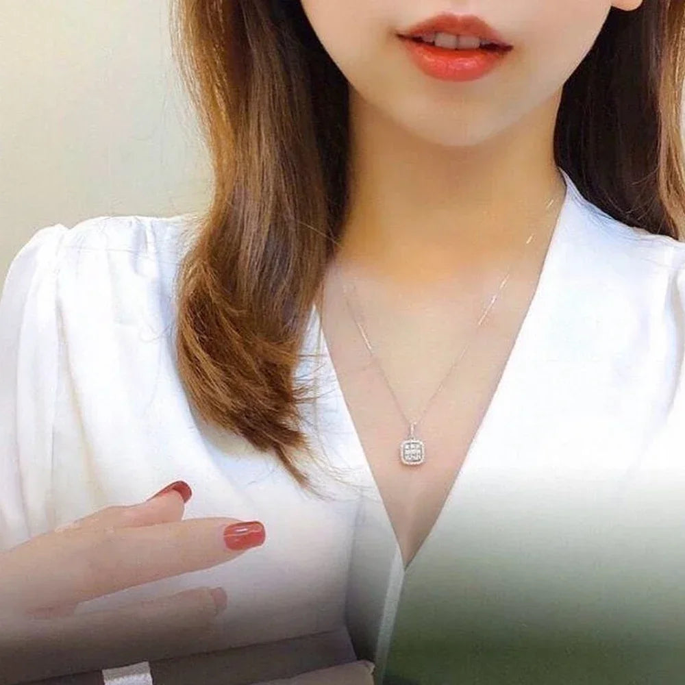2026 Fashion Contracted Design Square Cubic Zircon Pendant Necklace for Women Exquisite Neck Accessories Wedding Party Jewelry