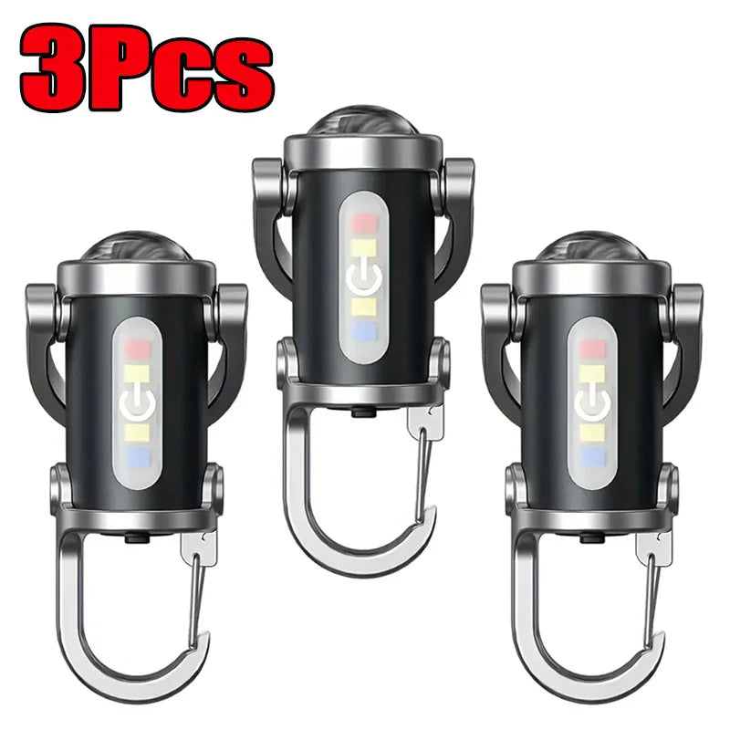 USB-C Rechargeable COB and LED Keychain Flashlight — Selected Pack