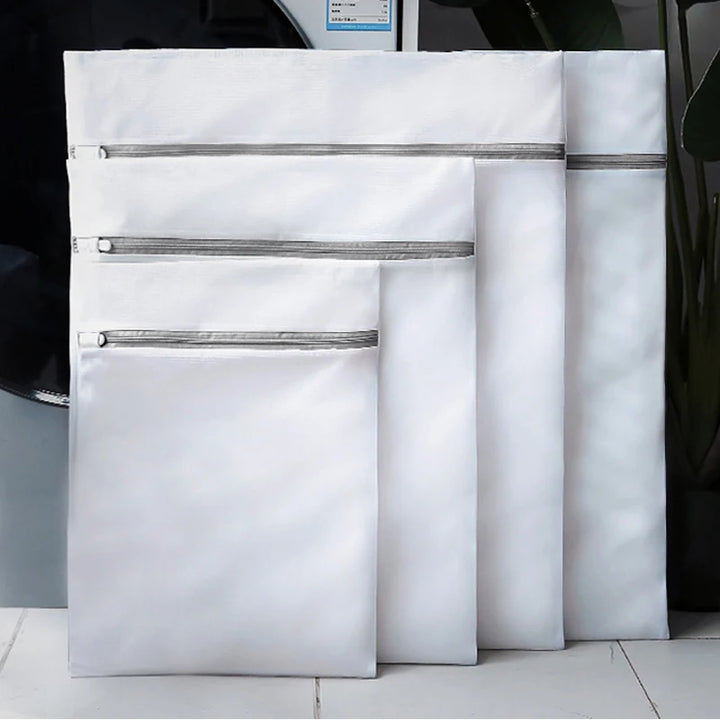 Polyester Mesh Zipper Laundry Bag — Single Size or 4-Piece Set