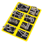 Metal Wire Brain-Teaser Puzzle Set — 8 Pieces, Assorted Designs, Ages 14+