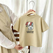 1-7 Age Girl Boy Clothing T-shirt Tops Short-sleeved Round Collar Casual Tshirts Children's Clothes Simple Versatile Kids Tshirt