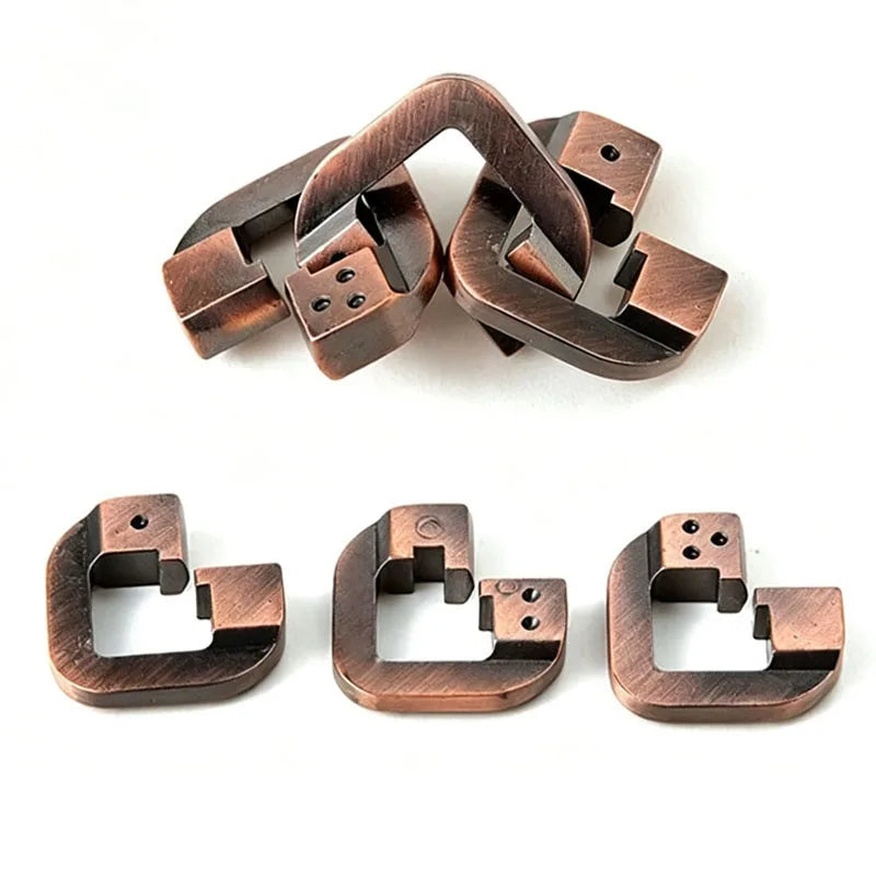 Novelty Magic Baffling XiongDiSuo Cast Metal Brain Teaser Puzzles IQ Logic Test Disentanglement Games Toys For Adults & Kids