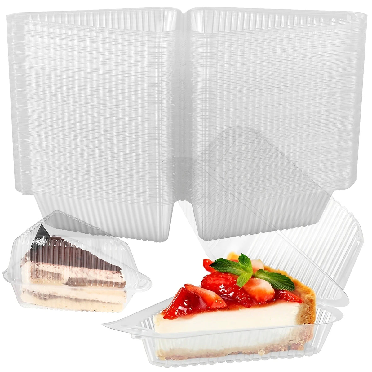 100/150Pcs Cake Slice Container Clear Triangle Dessert Box Reusable Food Packing Box Plastic Mousse Cheesecake Take Out Box
