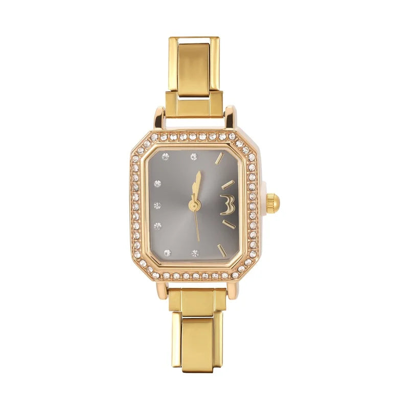 Fashion Luxury DIY 9MM Charm Stainless Steel Shiny Round Square Watch Bracelet Bangle High Quality Y2K Watch Head Christmas Gift