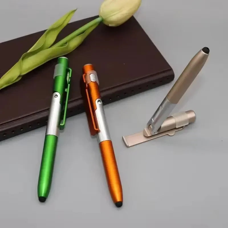 4-in-1 Ballpoint Stylus Pen with Phone Support and Light — 1 Piece